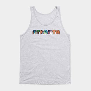 Atlanta ATL Block Text with Skyline, Big Peach, Sports, Jazz Festival, Resurgens Tank Top